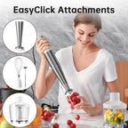 Turelar Immersion Blender Handheld Corded Hand Blenders Set 1100W, Trigger Variable Speed 5 in 1 Stick Emulsifier with Chopper, Whisk and Frother for Soup, Baby Food and Smoothies, Navy Blue