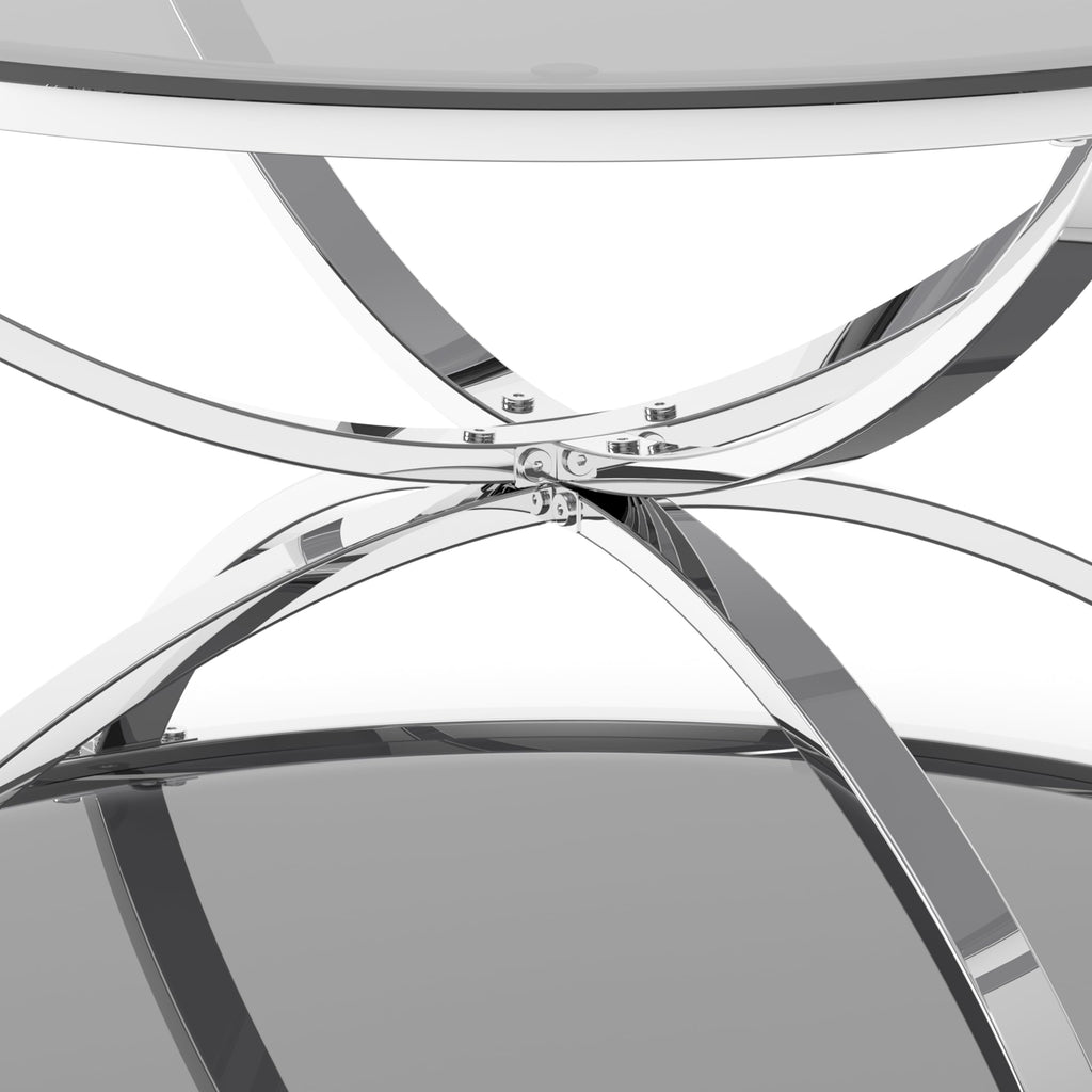 32" Tempered Glass Round Coffee Table Modern Gold Frame Ring Base Single-Layer Circle Living Room Center Tables