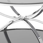 32" Tempered Glass Round Coffee Table Modern Gold Frame Ring Base Single-Layer Circle Living Room Center Tables