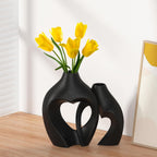 Zormon White Vases for Decor, Heart Shaped Ceramic Vase Set of 2, Nordic Heart Shaped Vases, Minimalist Decorative Vase for Table Centerpiece Wedding Dining Living Room Office House Decoration