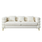 mikibama Modern Teddy Sectional Sofa, 81 Inch Oversized Sofa Couch, Luxury 3 Seater Deep Couch with 3 Pillows and Gold Metal Legs for Living Room, Bedroom, Apartment (Black)