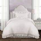 Lush Decor Reyna Ruffle Comforter Set - 3 Piece Cozy Ruffled Bedding Set - Timeless Elegance and Comfort for Bedroom - King, Gray