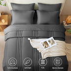 CozyLux Queen Size Comforter Sets - 7 Piece Bed in a Bag Olive Green Comforter Set with Sheets Luxury Bed Set All Seasons, Soft Bedding Set with Down Alternative Comforter, Sheets, Pillowcases & Shams