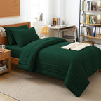 CozyLux Queen Size Comforter Sets - 7 Piece Bed in a Bag Olive Green Comforter Set with Sheets Luxury Bed Set All Seasons, Soft Bedding Set with Down Alternative Comforter, Sheets, Pillowcases & Shams
