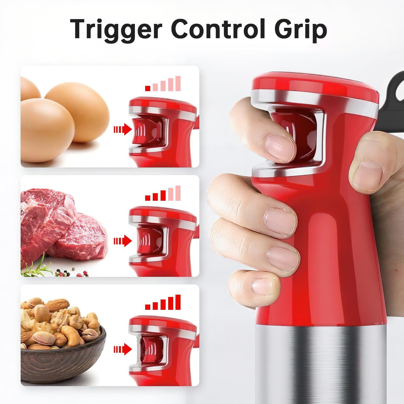 Turelar Immersion Blender Handheld Corded Hand Blenders Set 1100W, Trigger Variable Speed 5 in 1 Stick Emulsifier with Chopper, Whisk and Frother for Soup, Baby Food and Smoothies, Navy Blue
