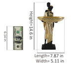 Lescafita African Woman Sculpture with Gold Leaf Bowl, Handmade Resin Figurine, Exotic Tribal Art Statue for Living Room, Dining Table, or Entryway Decoration