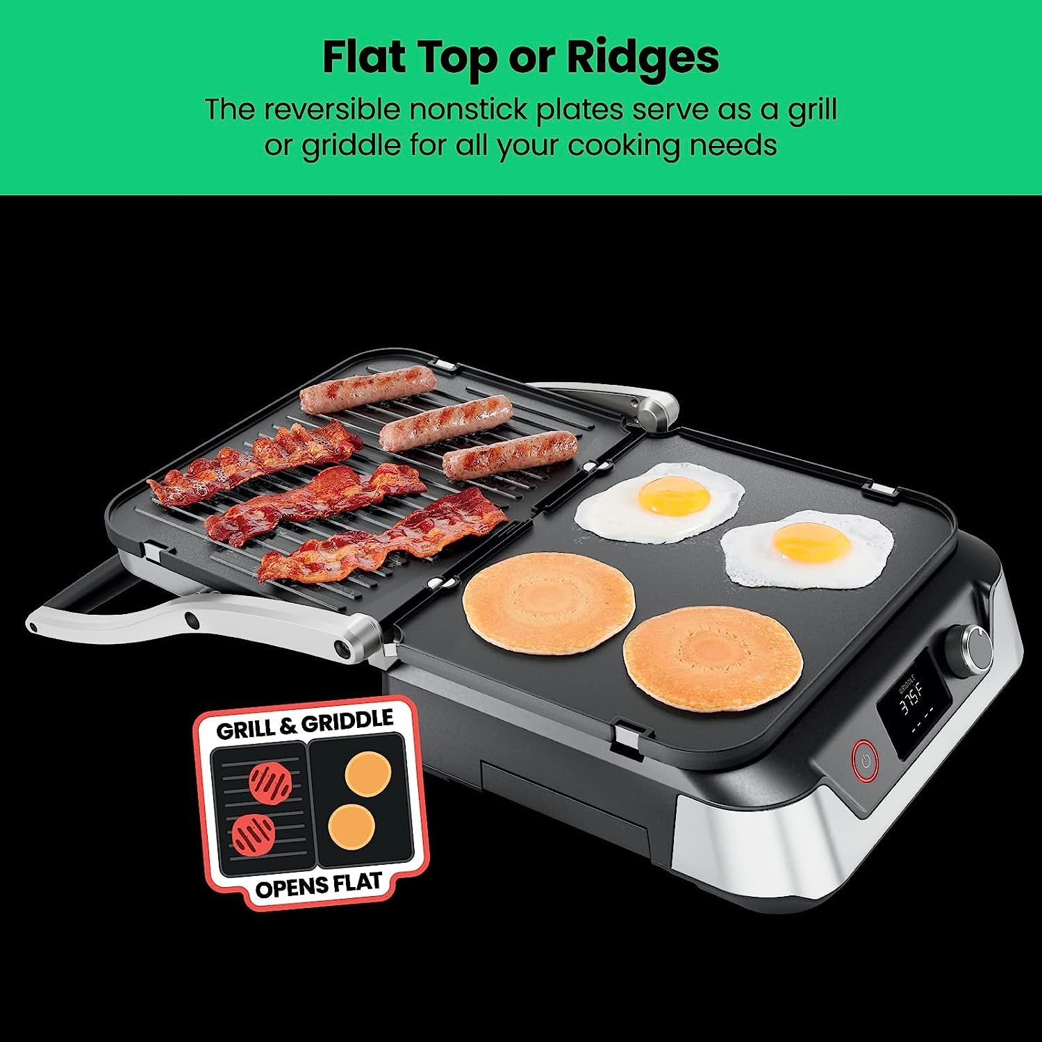 Chefman Panini Press Grill and Gourmet Sandwich Maker Non-Stick Coated Plates, Opens 180 Degrees to Fit Any Type or Size of Food, Stainless Steel Surface and Removable Drip Tray, 4 Slice, Black