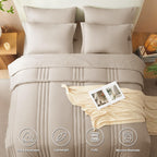 CozyLux Queen Size Comforter Sets - 7 Piece Bed in a Bag Olive Green Comforter Set with Sheets Luxury Bed Set All Seasons, Soft Bedding Set with Down Alternative Comforter, Sheets, Pillowcases & Shams