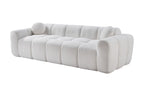 98.4-Inch Oversized Boneless Cloud Couches Deep Seat Foam Sofa Couch with 2 Round Toss Pillows, Luxury Corduroy Upholstered 3 Seat Tufted Loveseat, Cloud Sofa in a Box