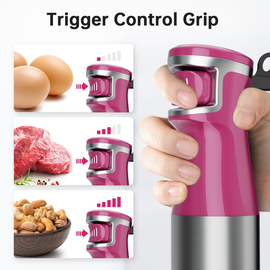 Turelar Immersion Blender Handheld Corded Hand Blenders Set 1100W, Trigger Variable Speed 5 in 1 Stick Emulsifier with Chopper, Whisk and Frother for Soup, Baby Food and Smoothies, Navy Blue