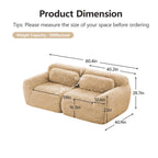 98.4-Inch Oversized Boneless Cloud Couches Deep Seat Foam Sofa Couch with 2 Round Toss Pillows, Luxury Corduroy Upholstered 3 Seat Tufted Loveseat, Cloud Sofa in a Box