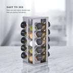 Kamenstein 20 Jar Revolving Countertop Spice Rack with Spices Included, FREE Spice Refills for 5 Years, Polished Stainless Steel with Black Caps, 30020