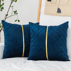 WACOMECO Velvet Throw Pillow Covers, Pack of 2 Soft Gold Decorative Cushion Covers for Couch Sofa Living Room Home Decoration, Emerald Green, 18x18 inch