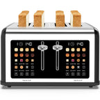 4 Slice Toaster Touch Screen, Stainless Steel Toasters Digital Timer, Dual Control Panel Toasters, 8 Shade Settings 6 Bread Types for Bagel, Cancel, Defrost 1650W