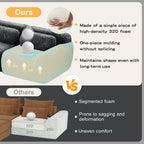 98.4-Inch Oversized Boneless Cloud Couches Deep Seat Foam Sofa Couch with 2 Round Toss Pillows, Luxury Corduroy Upholstered 3 Seat Tufted Loveseat, Cloud Sofa in a Box