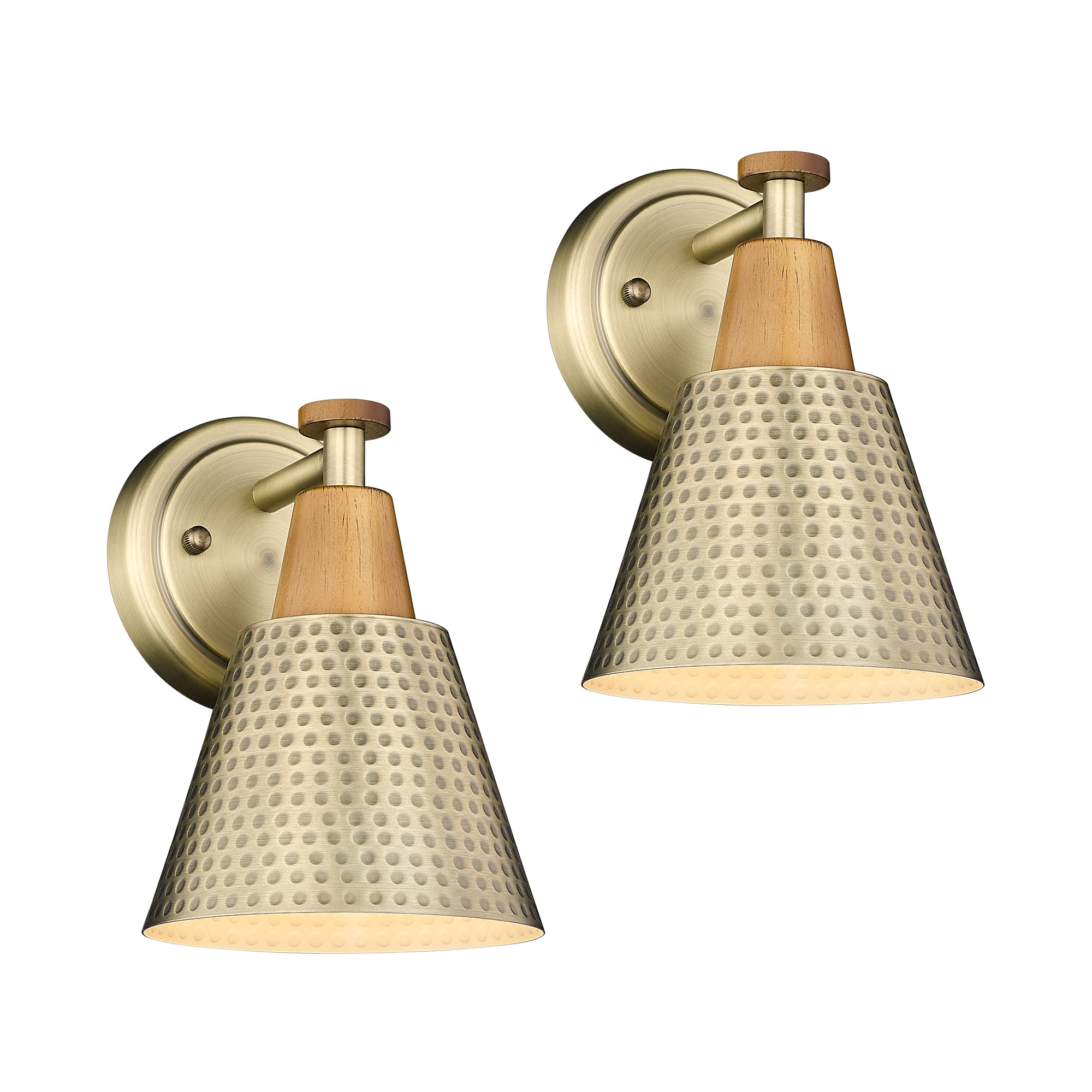 FEMILA 1-Light Vintage Wall Sconces, Antique Brass Industrial Sconces Wall Lighting, Single Bathroom Vanity Light Fixtures Wall Mount Lamp, Hammered Metal Shade,4FG59B BG