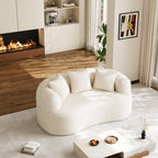 131" Oversized Sectional Sofa for Living Room, Modern Luxury Plush Chenille 4-Seater Extra Deep & Wide Seat Curved Cloud Couch with 4 Throw Pillows, No Assembly Needed, Light Brown