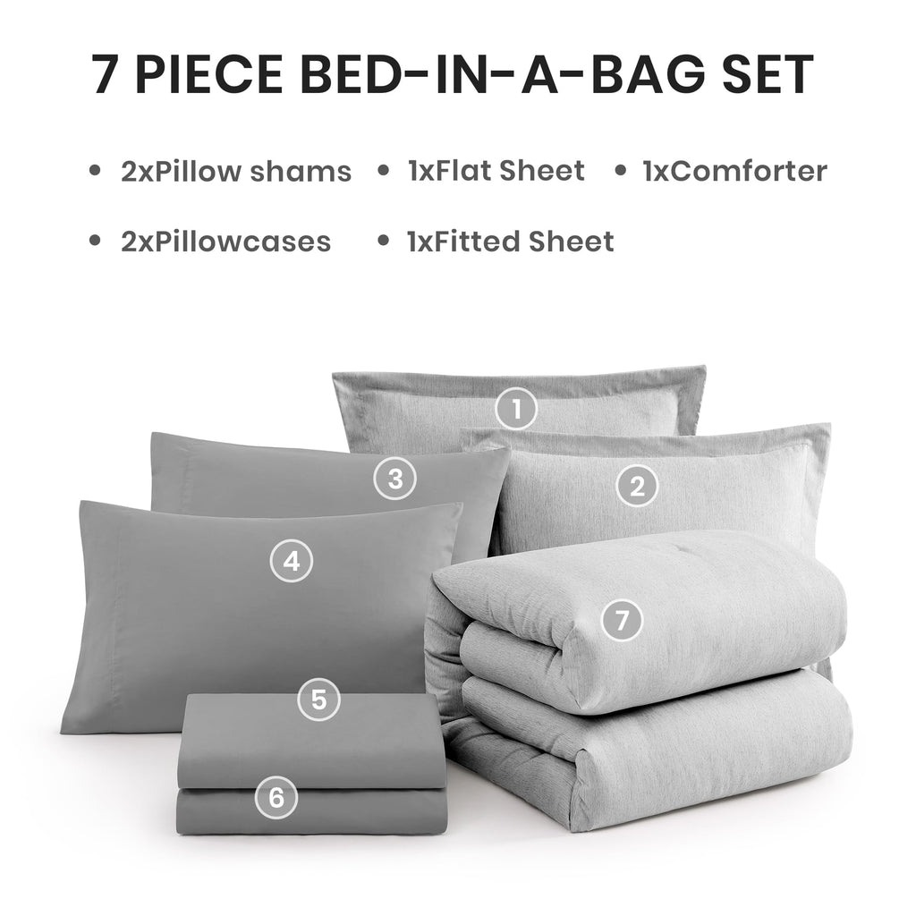 Monbix Queen Comforter Set - 7 Pieces Cationic Dyeing Autumn Leaf Bed in a Bag Queen Bedding Sets with Comforter, Sheets, Pillowcases & Shams, Reversible Bedding Comforters Sets