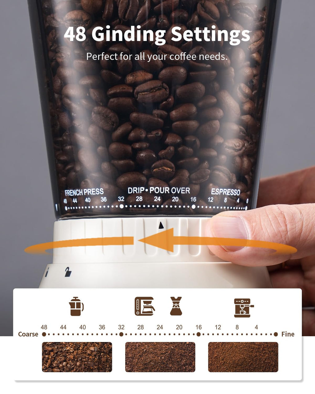 SHARDOR Professional Conical Burr Coffee Grinder, Coffee Bean Grinder with 48 Grind Settings for Espresso, Drip & French Press, Upgraded Anti-Static Technology, Precision Timer, Stainless Steel
