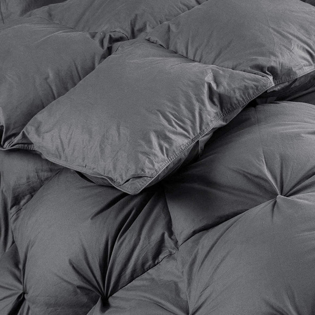 Luxurious White Solid Heavy Weight, Palatial King Size Goose Feathers Down Comforter for Winter Weather, 120 X 98 inches, Premium Baffle Box, 100% Egyptian Cotton Cover, 95 oz. Fill Weight