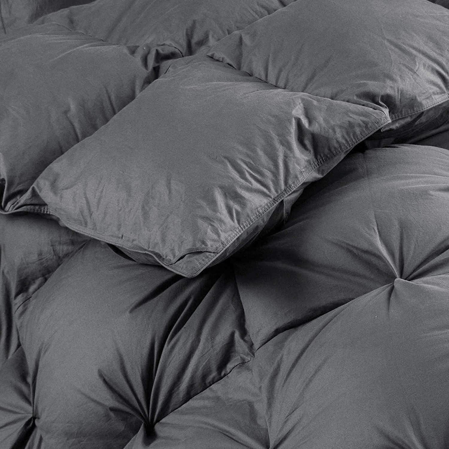 Luxurious White Solid Heavy Weight, Palatial King Size Goose Feathers Down Comforter for Winter Weather, 120 X 98 inches, Premium Baffle Box, 100% Egyptian Cotton Cover, 95 oz. Fill Weight