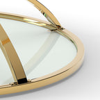 32" Tempered Glass Round Coffee Table Modern Gold Frame Ring Base Single-Layer Circle Living Room Center Tables