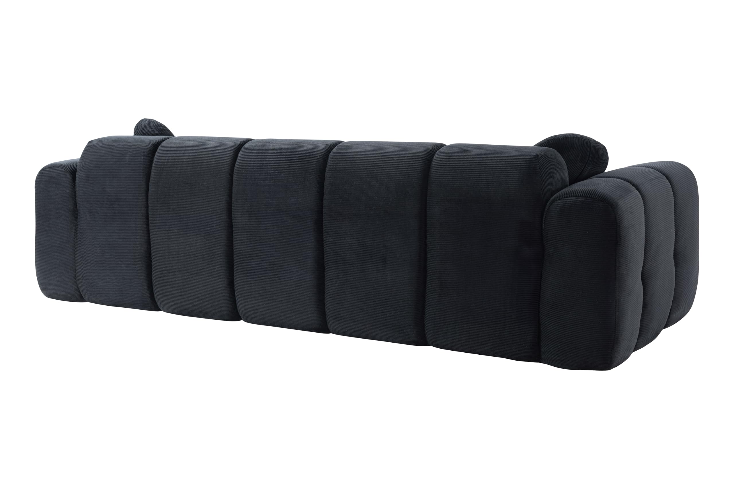 98.4-Inch Oversized Boneless Cloud Couches Deep Seat Foam Sofa Couch with 2 Round Toss Pillows, Luxury Corduroy Upholstered 3 Seat Tufted Loveseat, Cloud Sofa in a Box