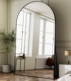 HARRITPURE 64"x21" Arched Full Length Mirror Floor Mirrors with Aluminum Alloy Frame Free-Standing Wall Mounted or Leaning Large Bedroom Dressing Mirror Modern & Contemporary Decor for Home,Black