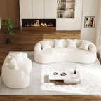 131" Oversized Sectional Sofa for Living Room, Modern Luxury Plush Chenille 4-Seater Extra Deep & Wide Seat Curved Cloud Couch with 4 Throw Pillows, No Assembly Needed, Light Brown