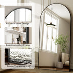 HARRITPURE 64"x21" Arched Full Length Mirror Floor Mirrors with Aluminum Alloy Frame Free-Standing Wall Mounted or Leaning Large Bedroom Dressing Mirror Modern & Contemporary Decor for Home,Black