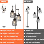 Dimmable Floor Lamp, Industrial Floor Lamps for Living Room, Gold Tree Lamp Standing Lamp Tall Lamps with 3 Elegant Teardrop Cage Head & 800 Lumens LED Bulbs for Living room Bedroom Office Dining Room