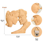 BGCOPPER Wooden Kissing Couple Ornament, Abstract Couple Portrait Sculpture Romantic Love Statue Decor Gift for Women Anniversary Valentine Wedding - 10 Inch