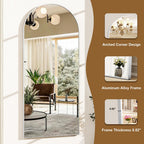 HARRITPURE 64"x21" Arched Full Length Mirror Floor Mirrors with Aluminum Alloy Frame Free-Standing Wall Mounted or Leaning Large Bedroom Dressing Mirror Modern & Contemporary Decor for Home,Black