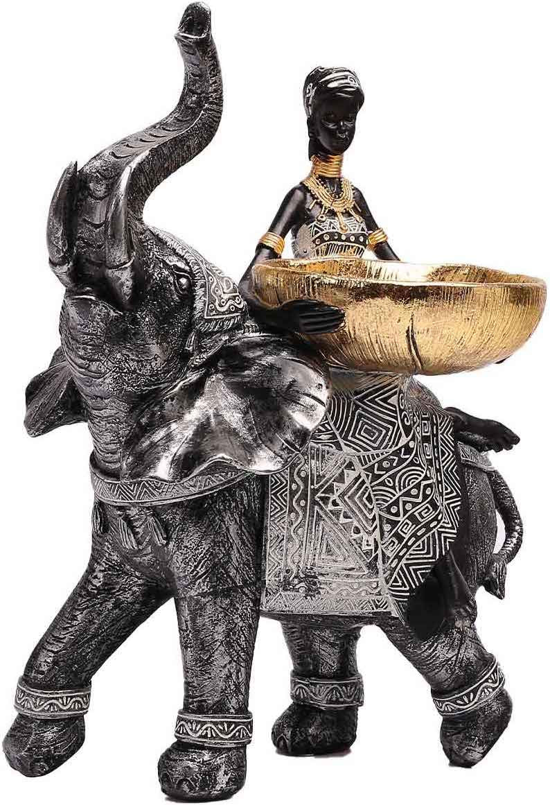 Lescafita African Woman Riding Lion Resin Statue – Tribal Figurine for Home Decor, Elegant Black and Gold Sculpture for Shelf, Desk, or Mantel, Unique for Mom, Friends, Women, Christmas