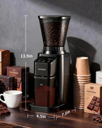 SHARDOR Professional Conical Burr Coffee Grinder, Coffee Bean Grinder with 48 Grind Settings for Espresso, Drip & French Press, Upgraded Anti-Static Technology, Precision Timer, Stainless Steel