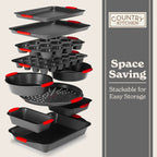 Country Kitchen Nonstick Stackable Bakeware Set - Durable, Easy Release Baking Set- 22 Pc. Includes Silicone Muffin Cups