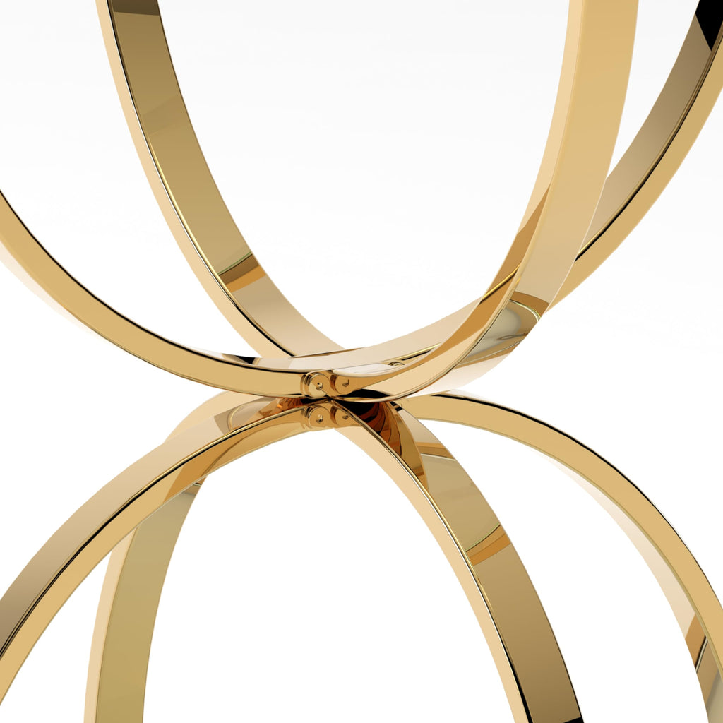 32" Tempered Glass Round Coffee Table Modern Gold Frame Ring Base Single-Layer Circle Living Room Center Tables