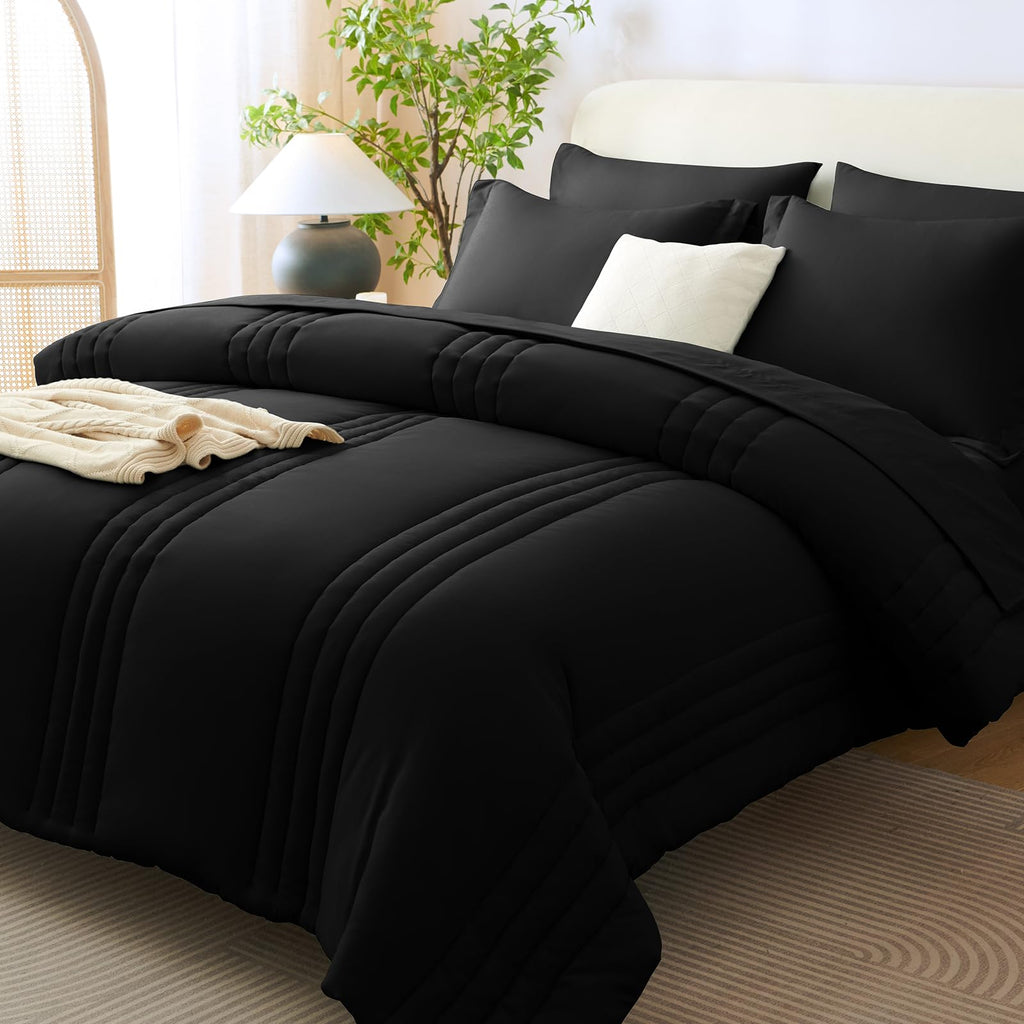 CozyLux Queen Size Comforter Sets - 7 Piece Bed in a Bag Olive Green Comforter Set with Sheets Luxury Bed Set All Seasons, Soft Bedding Set with Down Alternative Comforter, Sheets, Pillowcases & Shams