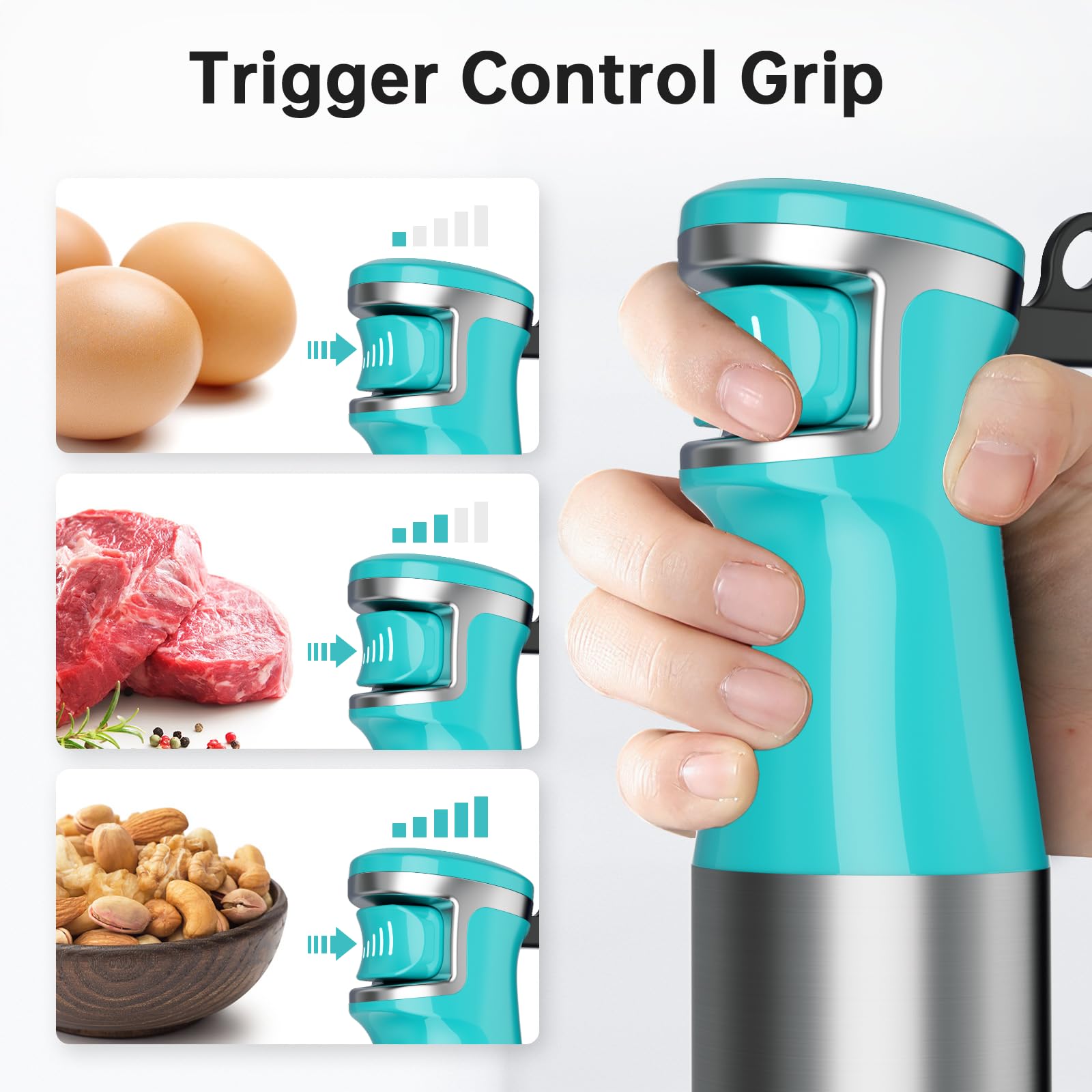 Turelar Immersion Blender Handheld Corded Hand Blenders Set 1100W, Trigger Variable Speed 5 in 1 Stick Emulsifier with Chopper, Whisk and Frother for Soup, Baby Food and Smoothies, Navy Blue