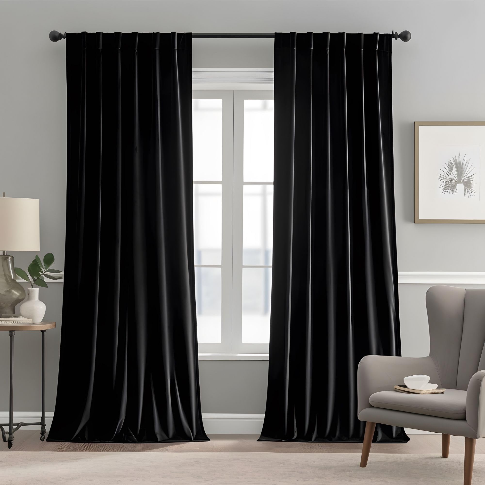 Emerald Green Velvet Curtains 84 inches Long Luxury 80% Blackout Curtains for Bedroom Living Room,Thermal Insulated Super Soft Window Drapes Rod Pocket & Back Tab, 52" W x 84" L, 2 Panels