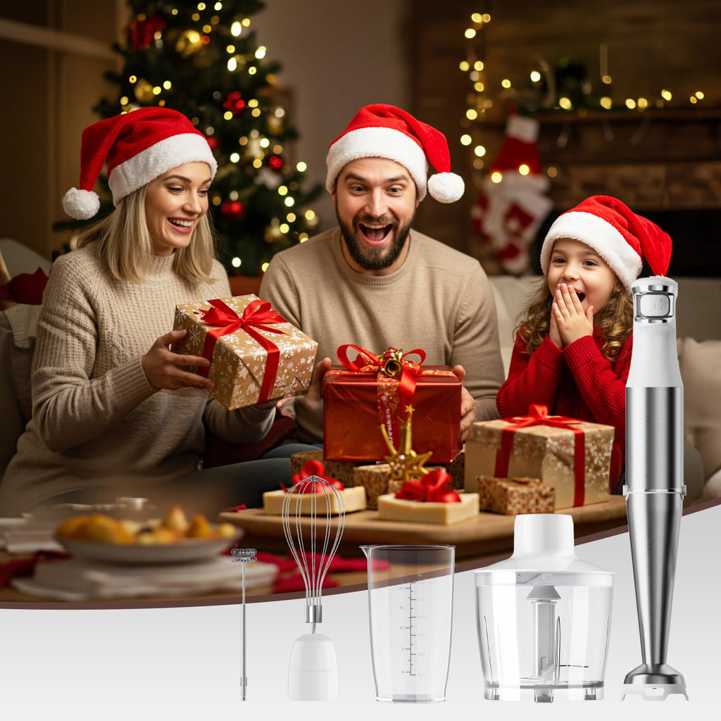 Turelar Immersion Blender Handheld Corded Hand Blenders Set 1100W, Trigger Variable Speed 5 in 1 Stick Emulsifier with Chopper, Whisk and Frother for Soup, Baby Food and Smoothies, Navy Blue