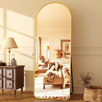 HARRITPURE 64"x21" Arched Full Length Mirror Floor Mirrors with Aluminum Alloy Frame Free-Standing Wall Mounted or Leaning Large Bedroom Dressing Mirror Modern & Contemporary Decor for Home,Black