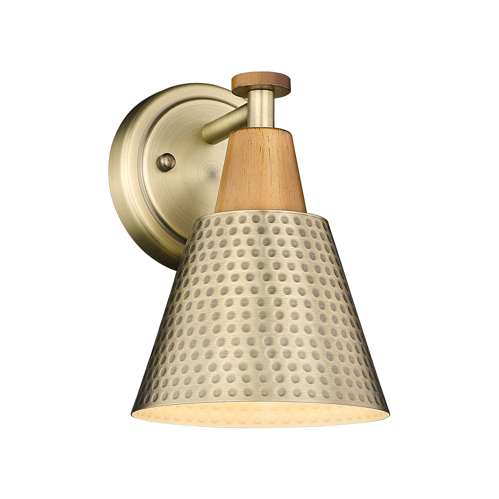 FEMILA 1-Light Vintage Wall Sconces, Antique Brass Industrial Sconces Wall Lighting, Single Bathroom Vanity Light Fixtures Wall Mount Lamp, Hammered Metal Shade,4FG59B BG