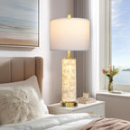 29" Gold Modern Table Lamps Set of 2, 3-Way Dimmable Touch Lamps for Nightstand with USB A+C & Outlets,Brass Lamps for Living Room, Bedroom, Nightstand, Entryway(2 Bulbs Included)