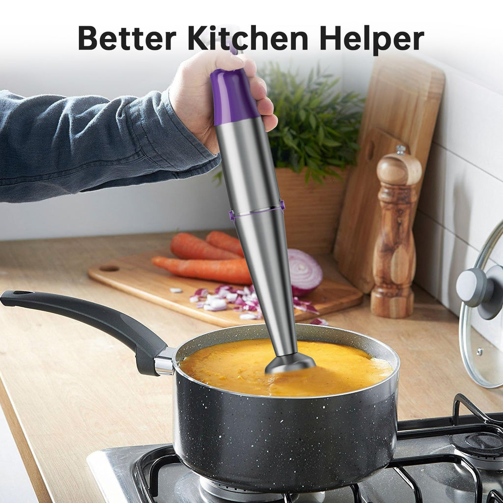 Turelar Immersion Blender Handheld Corded Hand Blenders Set 1100W, Trigger Variable Speed 5 in 1 Stick Emulsifier with Chopper, Whisk and Frother for Soup, Baby Food and Smoothies, Navy Blue