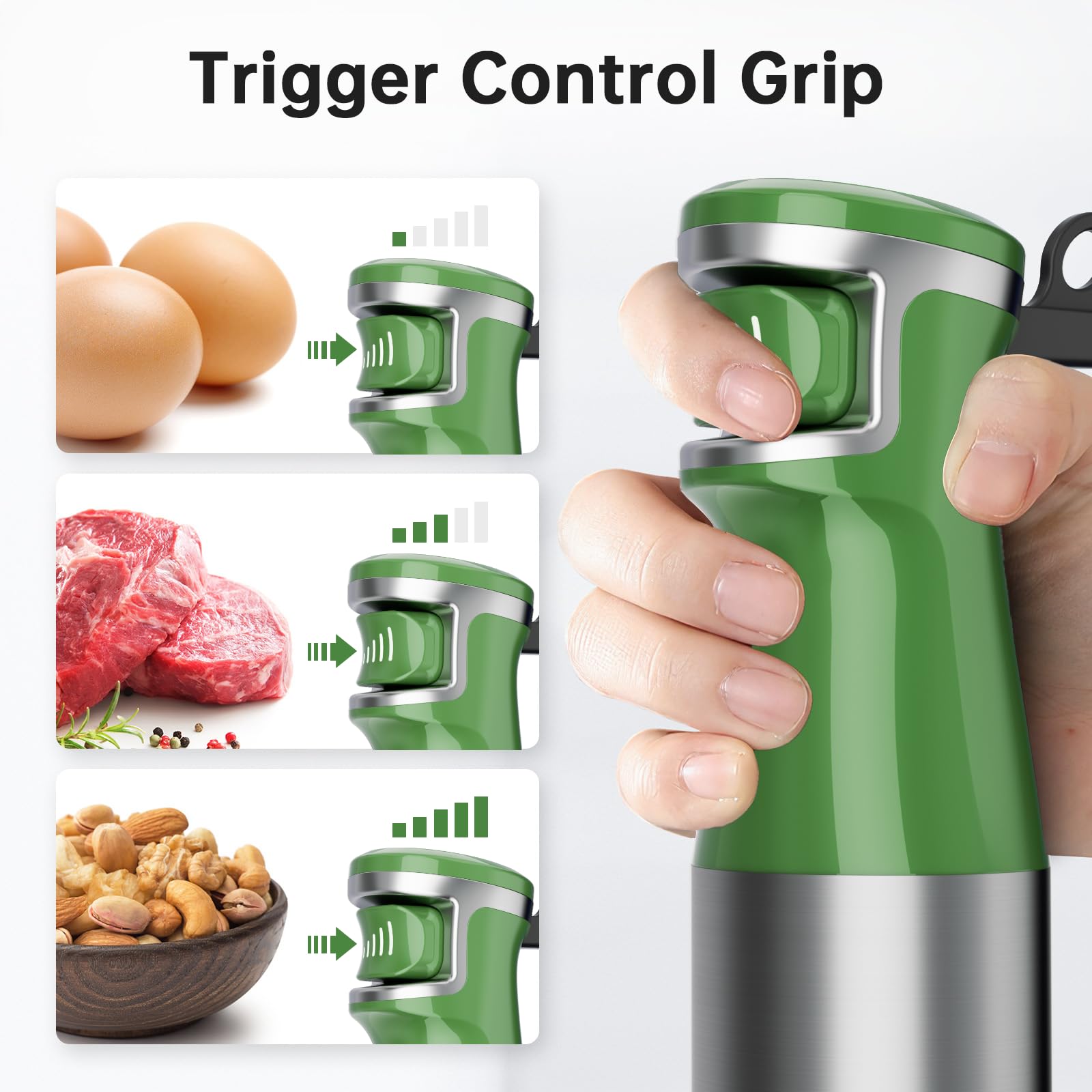 Turelar Immersion Blender Handheld Corded Hand Blenders Set 1100W, Trigger Variable Speed 5 in 1 Stick Emulsifier with Chopper, Whisk and Frother for Soup, Baby Food and Smoothies, Navy Blue