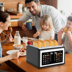 4 Slice Toaster Touch Screen, Stainless Steel Toasters Digital Timer, Dual Control Panel Toasters, 8 Shade Settings 6 Bread Types for Bagel, Cancel, Defrost 1650W