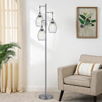 Dimmable Floor Lamp, Industrial Floor Lamps for Living Room, Gold Tree Lamp Standing Lamp Tall Lamps with 3 Elegant Teardrop Cage Head & 800 Lumens LED Bulbs for Living room Bedroom Office Dining Room