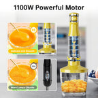 Turelar Immersion Blender Handheld Corded Hand Blenders Set 1100W, Trigger Variable Speed 5 in 1 Stick Emulsifier with Chopper, Whisk and Frother for Soup, Baby Food and Smoothies, Navy Blue