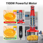 Turelar Immersion Blender Handheld Corded Hand Blenders Set 1100W, Trigger Variable Speed 5 in 1 Stick Emulsifier with Chopper, Whisk and Frother for Soup, Baby Food and Smoothies, Navy Blue